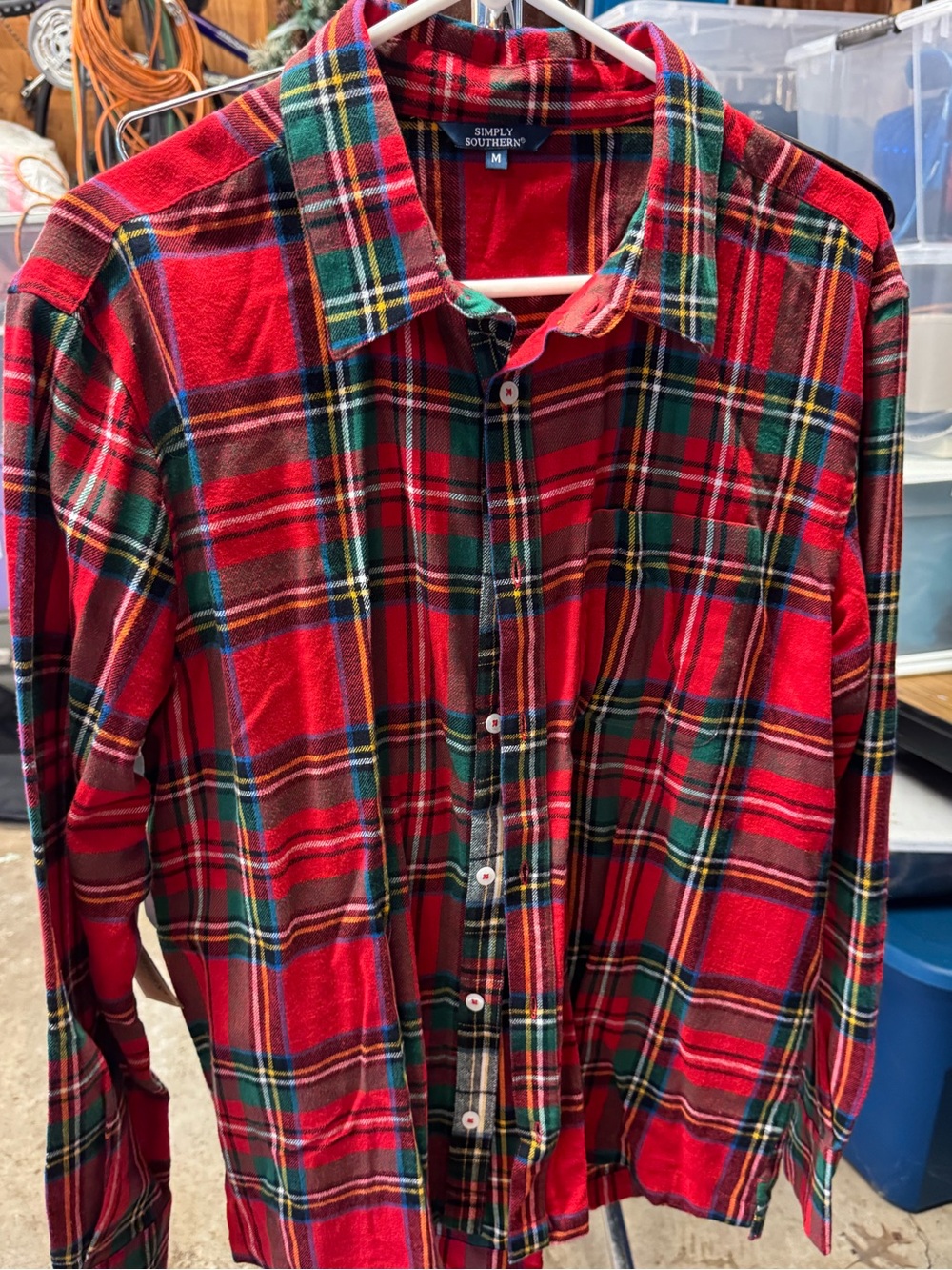NWT Simply Southern Red Plaid Button-Up Shirt
